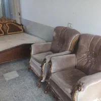 تخت ۲ نفره چوبی بهمراه ۲ عدد مبل|تخت و سرویس خواب|دابودشت, |دیوار