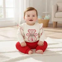 بلوز شلوار دخترانه طرح خرگوش گلدوزی