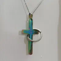 پلاک‌گردنبندصلیب هولوگرامی استیل نو‌نو خاص و کمیاب|بدلیجات|زنجان, |دیوار