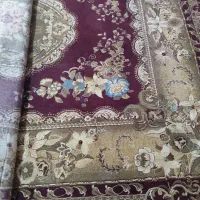 فرش ۱۲ متری ماشینی رنگ زرشکی و کرم
