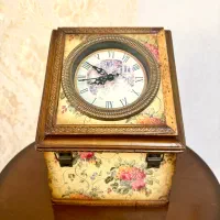 ساعت آنتیک قدیمی تمام چوب جعبه و آینه دار