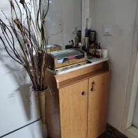 گل مصنوعی به همراه گلدان ایستاده