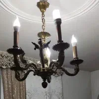 لوستر برنجی توپر ،۵شعله|لوستر و چراغ آویز|کرج, عظیمیه|دیوار