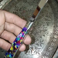 چاقوکلکسیونبی دسته کهربا کمیاب خوشرنگ استادشعبانی