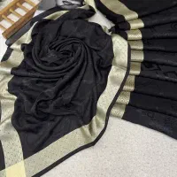 روسری ابریشم ترک دوررو وارداتی مشکی (روسری دل آرا)