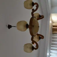 دو عدد لوستر چوبی ۵ شاخه و ۳ شاخه
