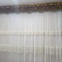 پرده پلیسه با کتیبه و چوب پرده|پرده، رانر، رومیزی|ازنا, |دیوار