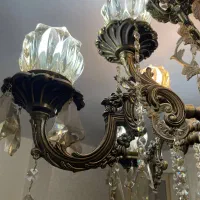 لوستر ۶ شاخه ۱۲ شعله برنجی سنگین|لوستر و چراغ آویز|تهران, قصر فیروزه ۲|دیوار