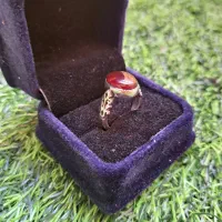 انگشتر نقره عقیق یمنی با تربت و حرز
