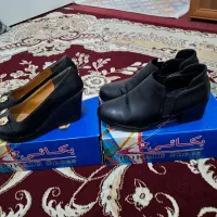 باسلام دوجفت کفش مشکی ساده ۱۵۰تومان چرمه شماره ۳۸|کیف، کفش، کمربند|ساوه, |دیوار