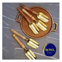 قاشق آجیل خوری سرتاس چوب و فلز طلایی و برنز