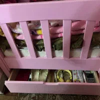 فروش تخت چوبی دو طبقه کودک با تشک رویال اصل|تخت و سرویس خواب|مراغه, |دیوار