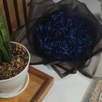 دسته گل رز آبی ربانی