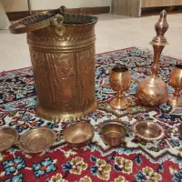سطل مسی وظروف تزیینی مسی وجام ولیوان مسی