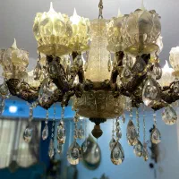 لوستر برنجی قسمت وسط کریستال