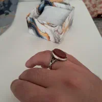 انگشتر دست ساز نقره عقیق  ، حکاکی مطهر