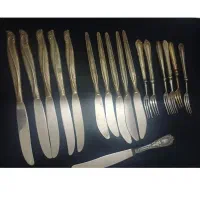 قاشق چنگال کارد چاقو عتیقه برنجی قاجاری آنتیک