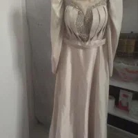 لباس کرمی ساتن