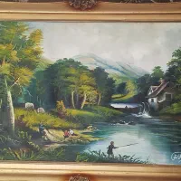 تابلو رنگ روغن قدیمی عتیقه استاد باجالانلو|تابلو، نقاشی، عکس|سهند, |دیوار