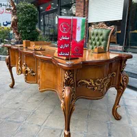 مبلمان اداری بلژیکی میز مدیریت گویا رنگ فندقی