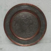 بشقاب مسی ‌قلم کاری