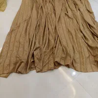 ده متر پرده ساتن خارجی نوار دوزی شده سالم طلایی