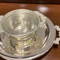 ظروف آب نقره کاسه وبشقاب آجیل نو درجعبه