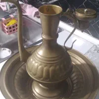 **آفتابه لگن ۳تیکه برنجی**|کلکسیون اشیاء عتیقه|ساری, |دیوار