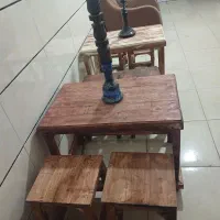 میز و چهارپایه چوبی کافه|مبلمان خانگی و میز عسلی|الیگودرز, |دیوار