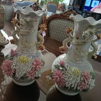 گلدان چینی کاردست اعلا گل برجسته