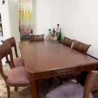 میز نهارخوری چوب راش 6 نفره رنگ چوب گردویی|میز و صندلی غذاخوری|تهران, سلسبیل جنوبی|دیوار