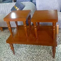 میزجلومبلی پایه خراطی صفحه روکش چوب