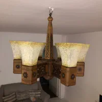 لوستر ۶ شعله چوبی دارکار
