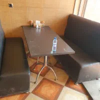 مبل فست‌فود و کافه  فلزی چرم مشکی  نصف قیمت بازار