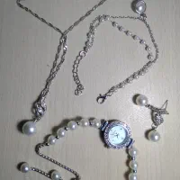 ساعت زنانه مرواریدی بند کرواتی+ست هدیه|ساعت|شیروان (خراسان), |دیوار