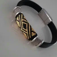 دستبند مردانه ترکیب چرم و میوکی