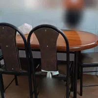 میز غذاخوری ناهار خوری چوبی  همراه صندلی  فرفوژ