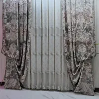 پرده بادوتا پارچه شال خارجی ضخیم وحریر درجه یک|پرده، رانر، رومیزی|اهواز, نادری|دیوار