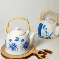 قوری سرامیکی دسته حصیری