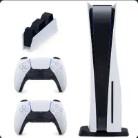دستگاه ps5 با دسته اضافی و پایه شارژ