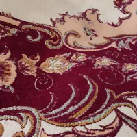 روفرشی ۹متری مخمل دورو زمینه زرشکی و کرم