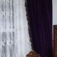 پرده پذیرایی با والونی مخمل بنفش