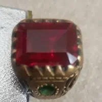 انگشتر طلای هندی بانگین یاقوت سرخ  و زمرد