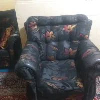 مبل ۷نفره چرم پارچه  پایه استیل با عسلی ومیزوسط|مبلمان خانگی و میز عسلی|حاجی آباد, |دیوار