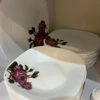 سرویس چینی آرکوپال گل صورتی در حد نو (دستی ۴ تومن)