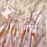 لباس خواب ساتن تاپ شلوارک و اسکرانچی