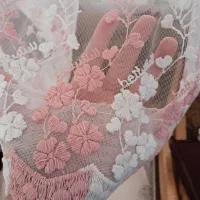 پرده حریر گلدوزی شده|پرده، رانر، رومیزی|تهران, وردآورد|دیوار