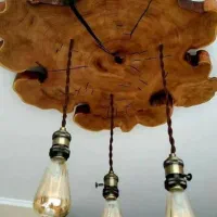 لوستر چوب ، میز چوبی ، صندلی چوبی