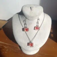 بدلیجات رنگ ثابت اناری ست گردنبند وگوشواره یلدایی|بدلیجات|همدان, |دیوار