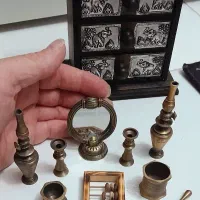آینه شمعدان لوازم برنجی مینیاتوری انتیک|کلکسیون اشیاء عتیقه|تهران, تختی|دیوار
